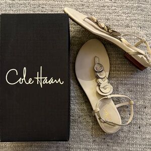 Cole Haan Air Halsley Thong Floral Appliqué Leather Sandals
